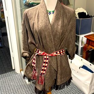 Zara linen oversized coat with belt and pockets